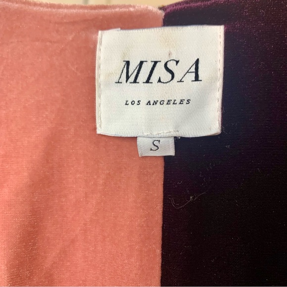 MISA Paloma Wrap Dress Color Block Velvet Braided Belt Cocktail Dress size Small - Picture 11 of 11